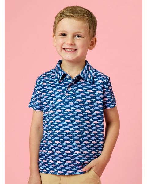 Tiny Whale Harbor Knit Short Sleeve Performance Polo