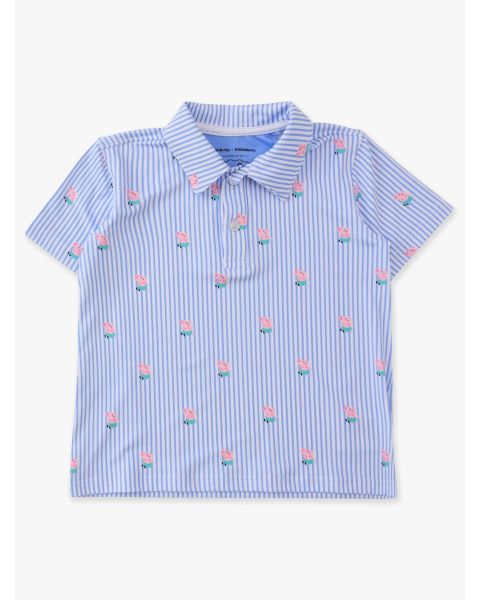 Periwinkle Blue Stripe George from Peppa Pig Knit Short Sleeve Performance Polo