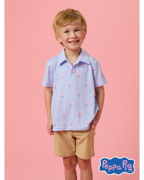 Periwinkle Blue Stripe George from Peppa Pig Knit Short Sleeve Performance Polo