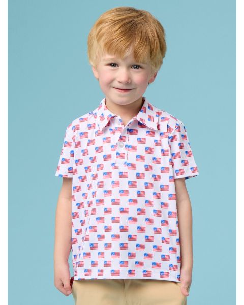 Freedom Flags Knit Short Sleeve Performance Polo