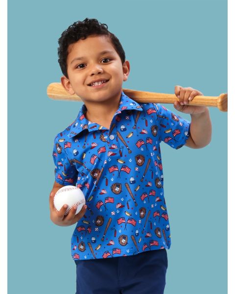 Blue Stars & Strikes Knit Short Sleeve Performance Polo