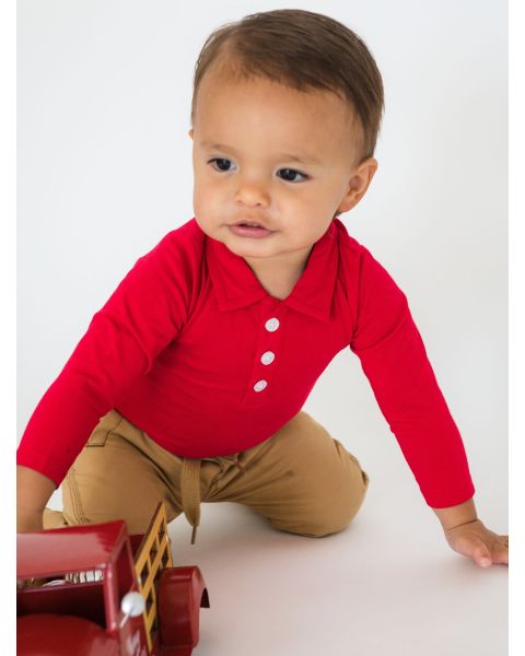 Red Knit Polo Bodysuit