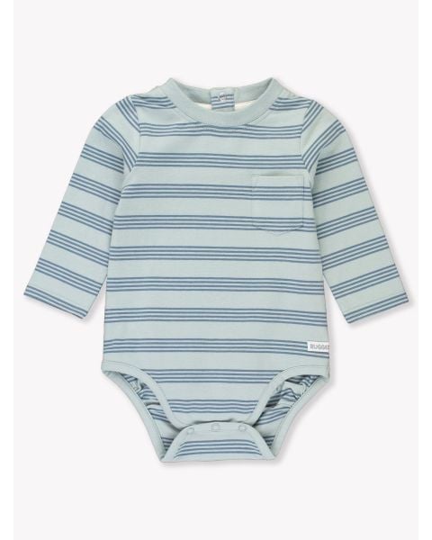 Cloud Blue Multi Stripe Crew Neck Pocket Bodysuit