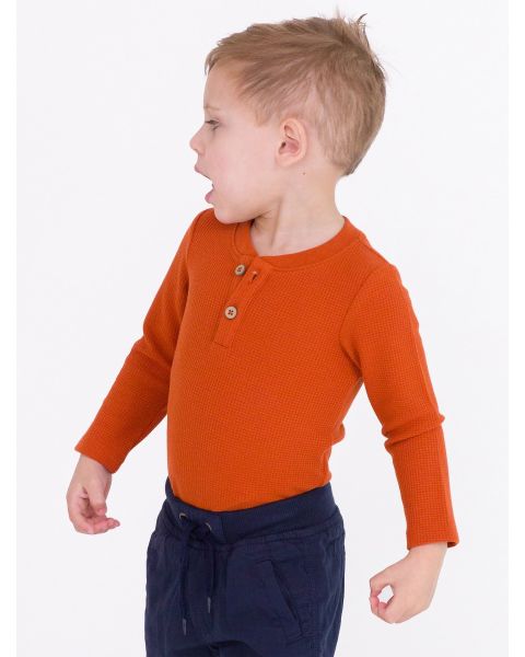 Rust Waffle Knit Henley Bodysuit