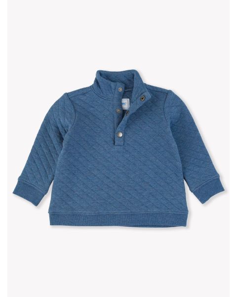 Heather Indigo Quilted Quarter Snap Sweatshirt