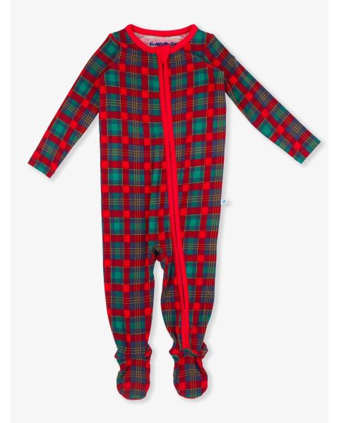 Merry Memories Plaid One Piece Footie Pajama, Bamboo Viscose