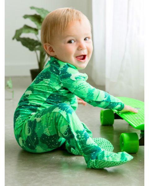 Camo Chameleon One Piece Footie Pajama, Bamboo Viscose