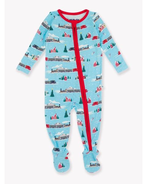 All Aboard One Piece Footie Pajama, Bamboo Viscose
