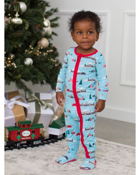 All Aboard One Piece Footie Pajama, Bamboo Viscose