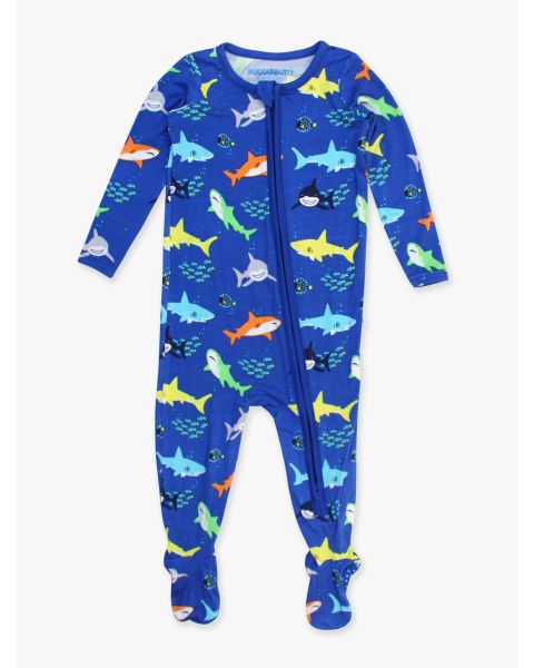 Happy Sharks One Piece Footie Pajama, Bamboo Viscose