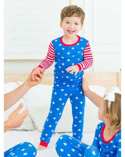 Stars & Stripes Long Sleeve Pajama Set, Bamboo Viscose