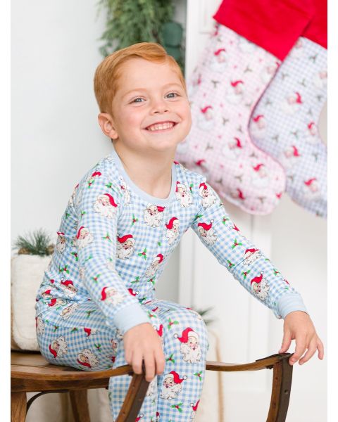 Blue Dear Santa Long Sleeve Pajama Set