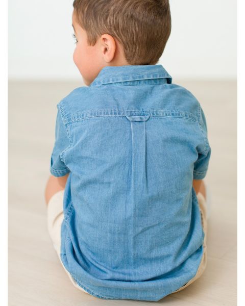 Light Wash Short Sleeve Button Down Shirt