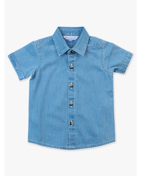 Light Wash Short Sleeve Button Down Shirt