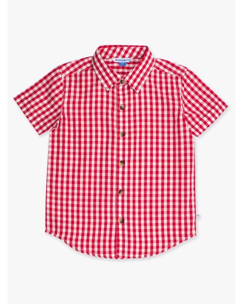 Classic Red Gingham Short Sleeve Button Down Shirt