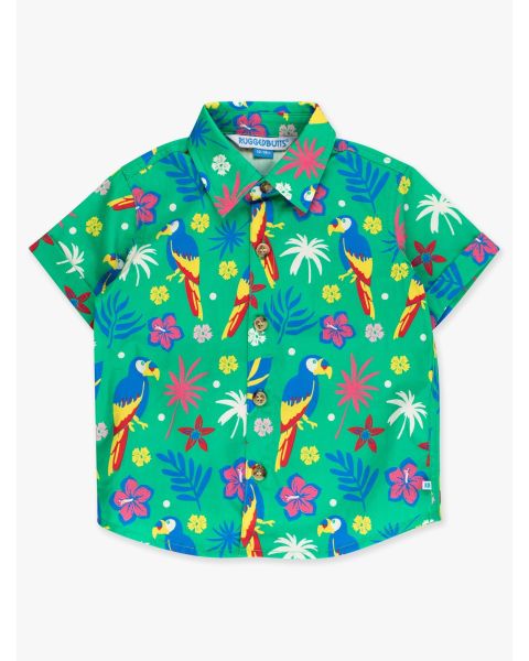 Parrot Palms Short Sleeve Button Down Shirt