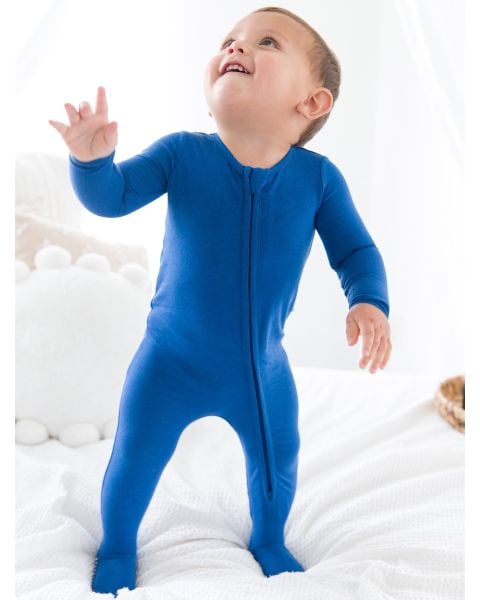 Starry Night Blue One Piece Footie Pajamas, Modal Blend