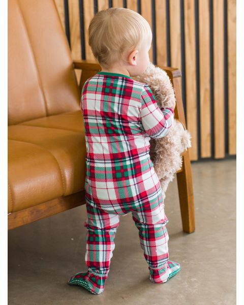Dashing Dreams Plaid One Piece Footie Pajamas, Modal Blend