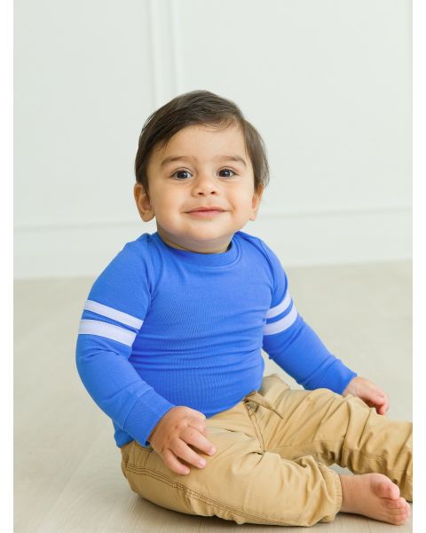 Sonic Blue Racing Stripe Long Sleeve Bodysuit