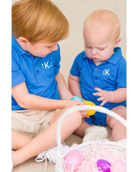 Sonic Blue Pique Polo Romper