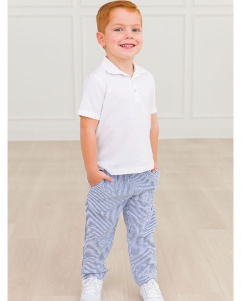 Classic Blue Seersucker Pull-on Pants