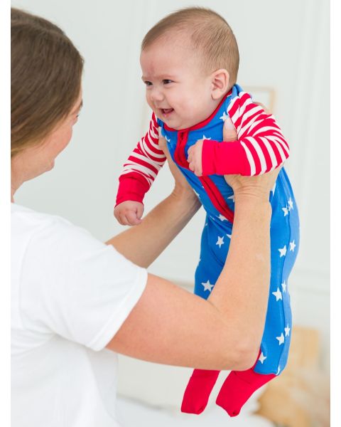 Stars & Stripes Convertible One Piece Pajamas, Bamboo Viscose