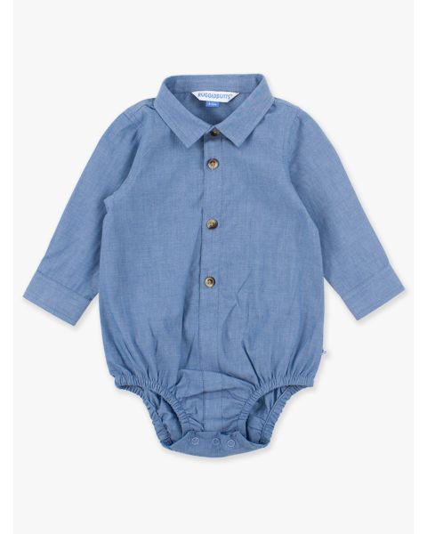 Blue Chambray Long Sleeve Button Down Bodysuit