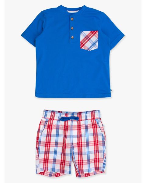 Lincoln Plaid Shirt Pocket & Pull-on Short Set