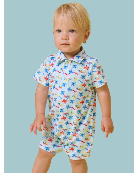 Tiny Plane Parade Performance Polo Romper