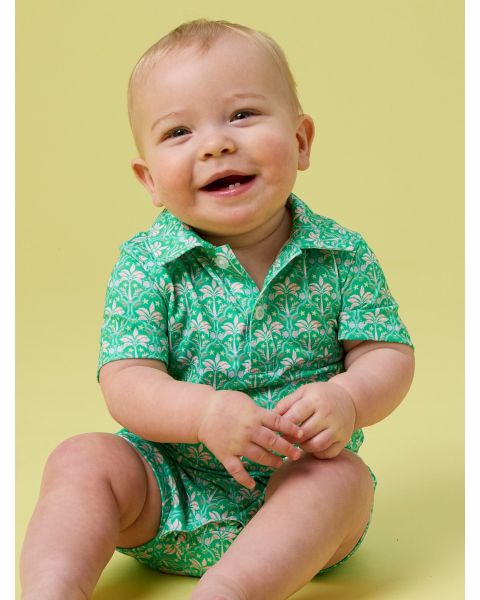 Tiny Coconut Cabana Performance Polo Romper