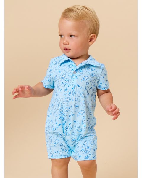 Blue Bandana Performance Polo Romper
