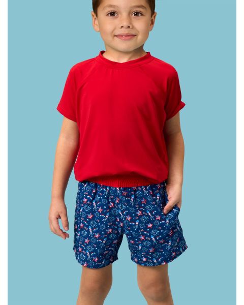 Red White Boom Performance Court Short