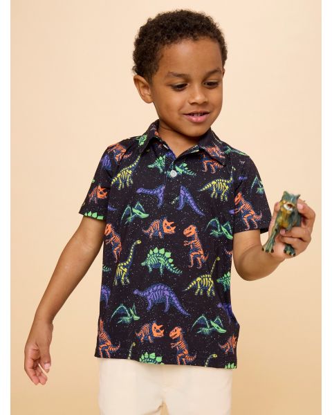 Prehistoric Pals Knit Short Sleeve Performance Polo