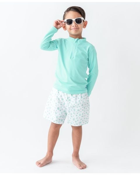 Vintage Aqua Long Sleeve Zipper Rash Guard