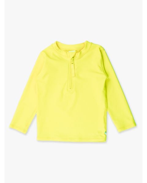 Neon Yellow Zipper Long Sleeve Rash Guard