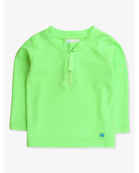 Neon Honeydew Long Sleeve Zipper Rash Guard