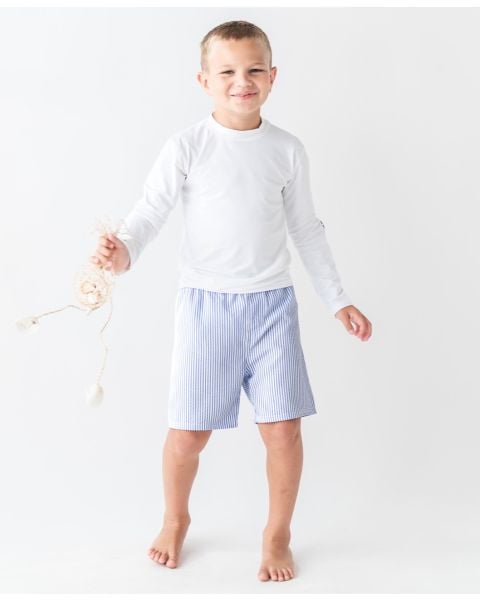Periwinkle Blue Seersucker Swim Trunks
