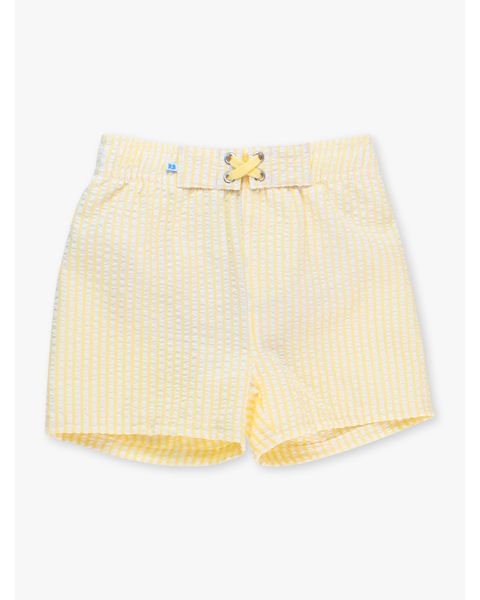 Banana Seersucker Swim Trunks