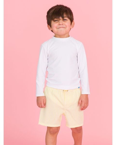 Banana Seersucker Swim Trunks