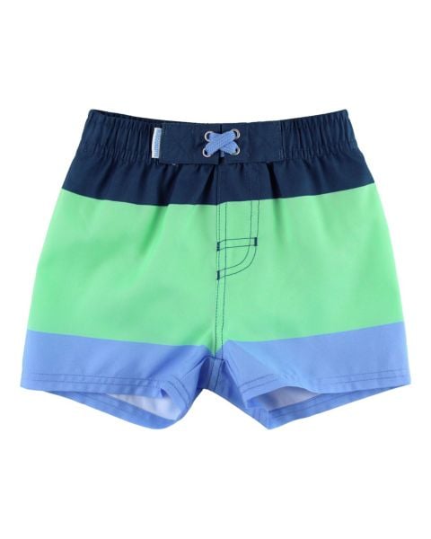 Mint & Blue Color Block Swim Trunks