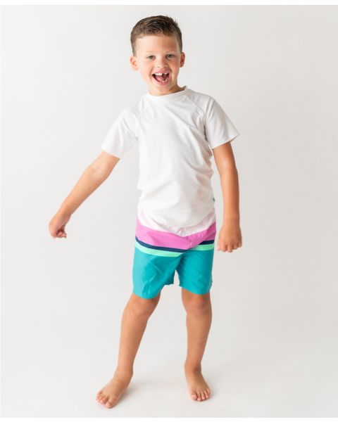 Aqua Color Block Swim Trunks