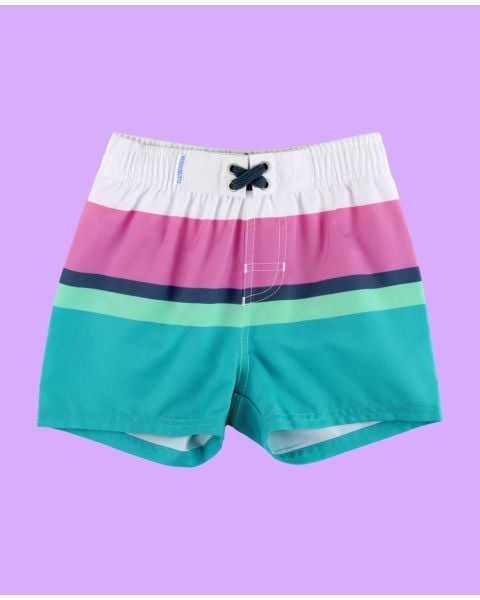 Aqua Color Block Swim Trunks