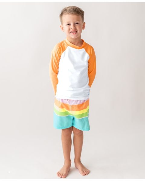 Island Rainbow Multi-Stripe Swim Trunks