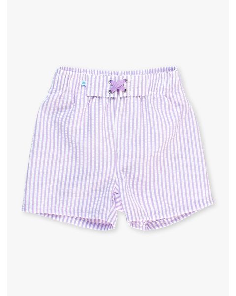 Lavender Seersucker Swim Trunks