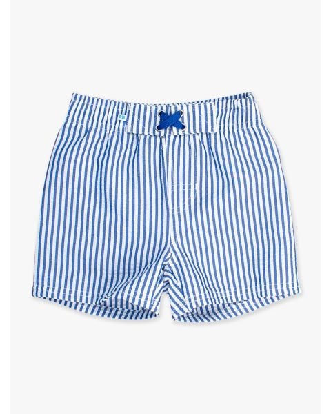 Blue Seersucker Swim Trunks