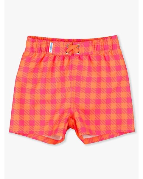 Sunset Sorbet Gingham Swim Trunks