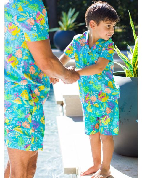 Neon Tiki Vibes Swim Trunks