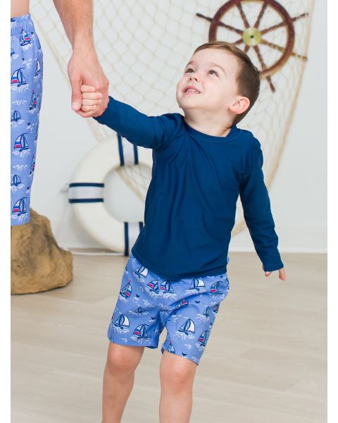 Blue Seas the Day Swim Trunks