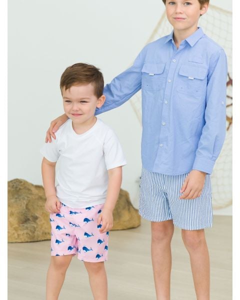Pink Whale Friends Swim Trunks
