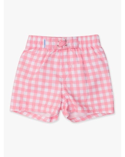 Bubblegum Pink Gingham Swim Trunks